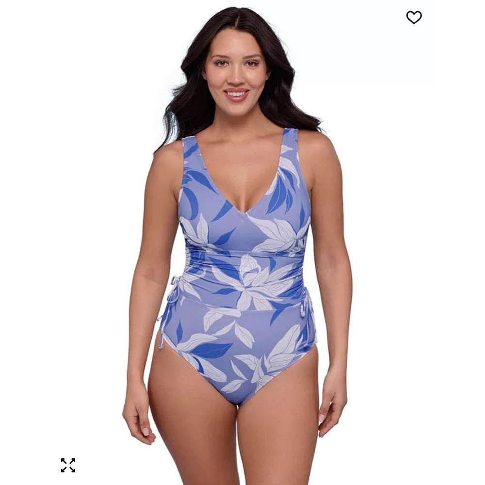 S3 One Piece Swimsuit V-Neck Sculpting Cinched Adjustable Lined UPF 50 (Size XL)